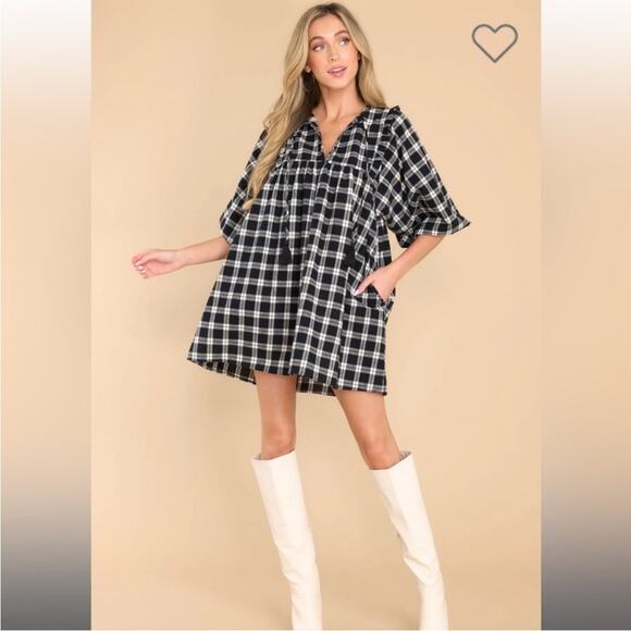 Red Dress Boutique Dresses & Skirts - Day & Moon Red Dress Boutique Pinky Promise Black Plaid Dress Size L